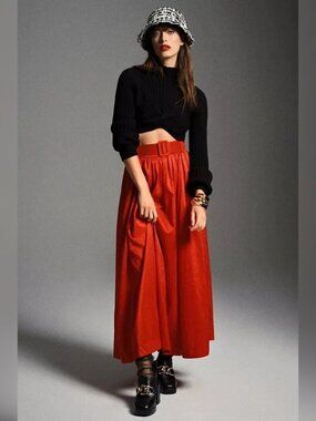 Anthropologie Maeve Belted Maxi Skirt Sz 4
